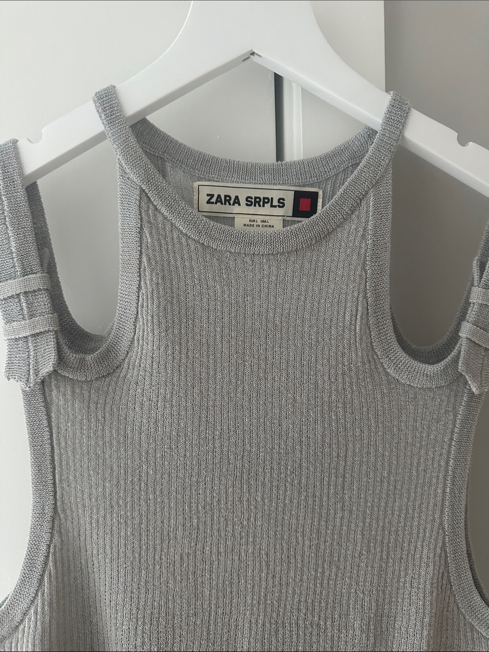 Zara SRPLS Light Gray Ribbed Knit Tank Top